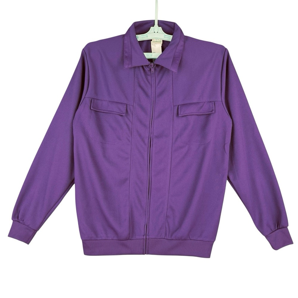 HABAND Women Purple Lightweight Jacket Small Zip Closure Collar Long Sleeve NWD